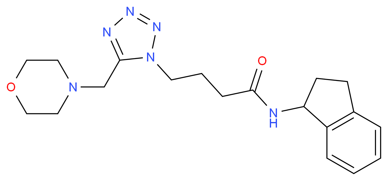 N-(2,3-dihydro-1H-inden-1-yl)-4-[5-(4-morpholinylmethyl)-1H-tetrazol-1-yl]butanamide_分子结构_CAS_)