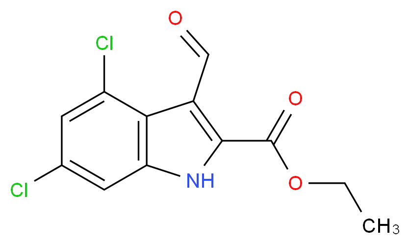 ethyl 4,6-dichloro-3-formyl-1H-indole-2-carboxylate_分子结构_CAS_153435-96-2)