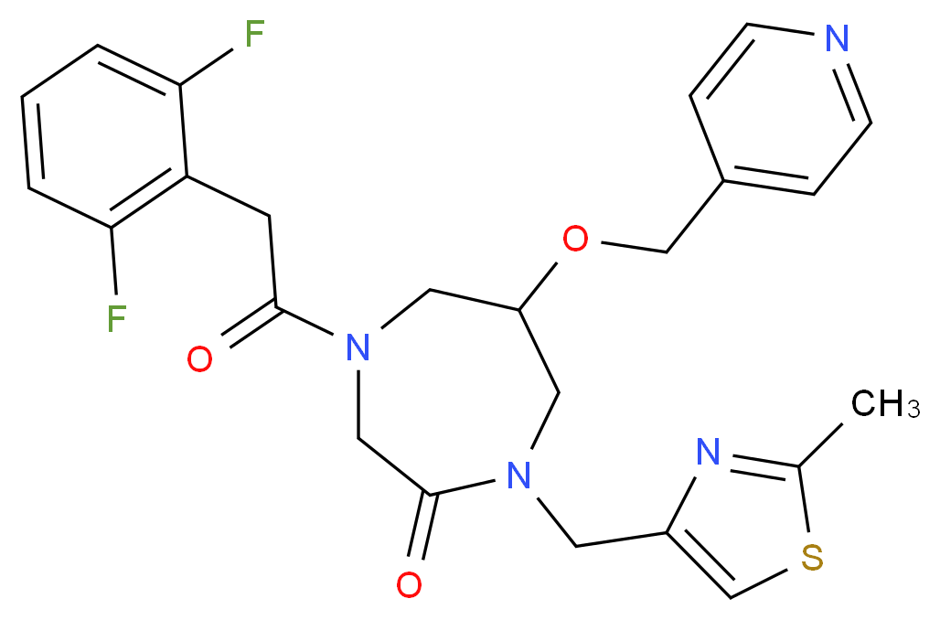 4-[(2,6-difluorophenyl)acetyl]-1-[(2-methyl-1,3-thiazol-4-yl)methyl]-6-(4-pyridinylmethoxy)-1,4-diazepan-2-one_分子结构_CAS_)