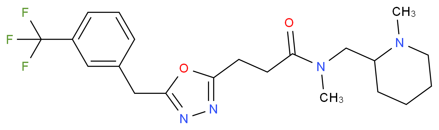 N-methyl-N-[(1-methyl-2-piperidinyl)methyl]-3-{5-[3-(trifluoromethyl)benzyl]-1,3,4-oxadiazol-2-yl}propanamide_分子结构_CAS_)