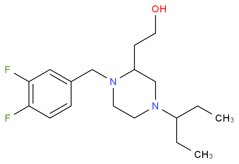 2-[1-(3,4-difluorobenzyl)-4-(1-ethylpropyl)-2-piperazinyl]ethanol_分子结构_CAS_)