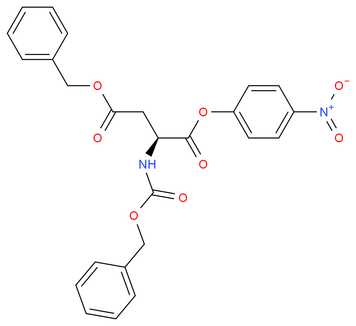 1-benzyl 4-nitrophenyl (3S)-3-{[(benzyloxy)carbonyl]amino}butanedioate_分子结构_CAS_2419-54-7