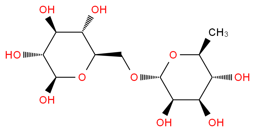 (2R,3R,4S,5S,6R)-6-({[(2R,3R,4R,5R,6S)-3,4,5-trihydroxy-6-methyloxan-2-yl]oxy}methyl)oxane-2,3,4,5-tetrol_分子结构_CAS_90-74-4
