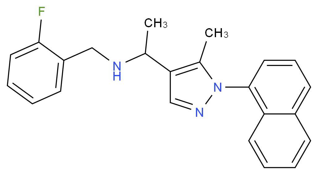 (2-fluorobenzyl){1-[5-methyl-1-(1-naphthyl)-1H-pyrazol-4-yl]ethyl}amine_分子结构_CAS_)