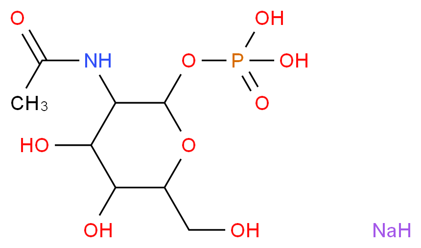 {[3-acetamido-4,5-dihydroxy-6-(hydroxymethyl)oxan-2-yl]oxy}phosphonic acid sodium_分子结构_CAS_31281-59-1