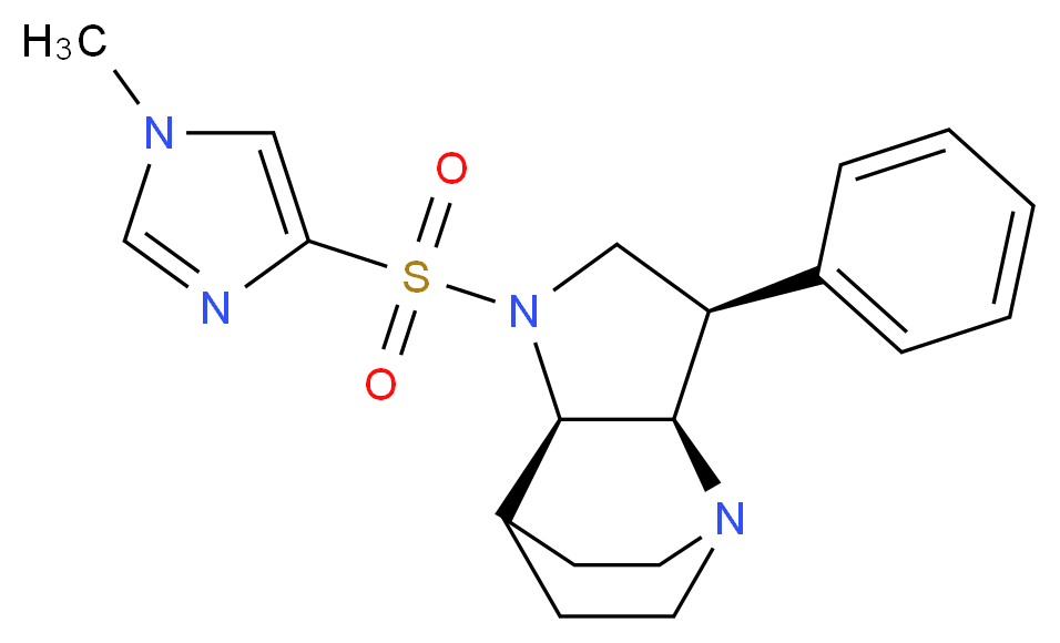 (3R*,3aR*,7aR*)-1-[(1-methyl-1H-imidazol-4-yl)sulfonyl]-3-phenyloctahydro-4,7-ethanopyrrolo[3,2-b]pyridine_分子结构_CAS_)