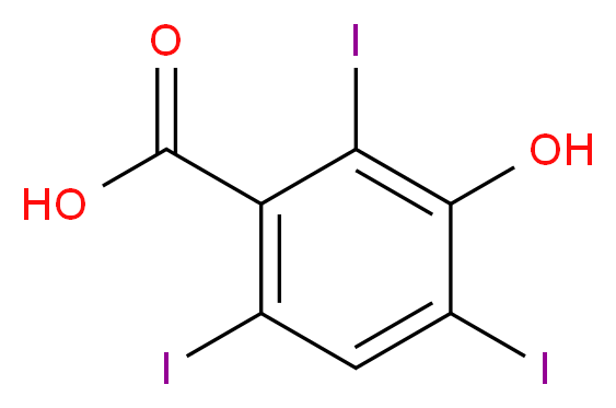 3-羟基-2,4,6-三碘苯甲酸_分子结构_CAS_53279-72-4)