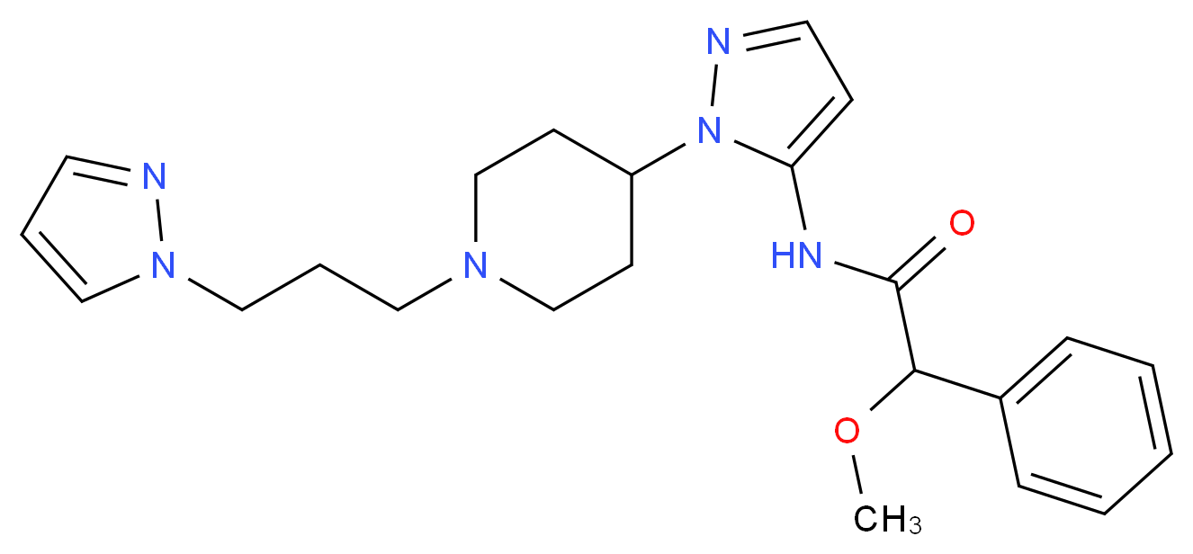 2-methoxy-2-phenyl-N-(1-{1-[3-(1H-pyrazol-1-yl)propyl]-4-piperidinyl}-1H-pyrazol-5-yl)acetamide_分子结构_CAS_)