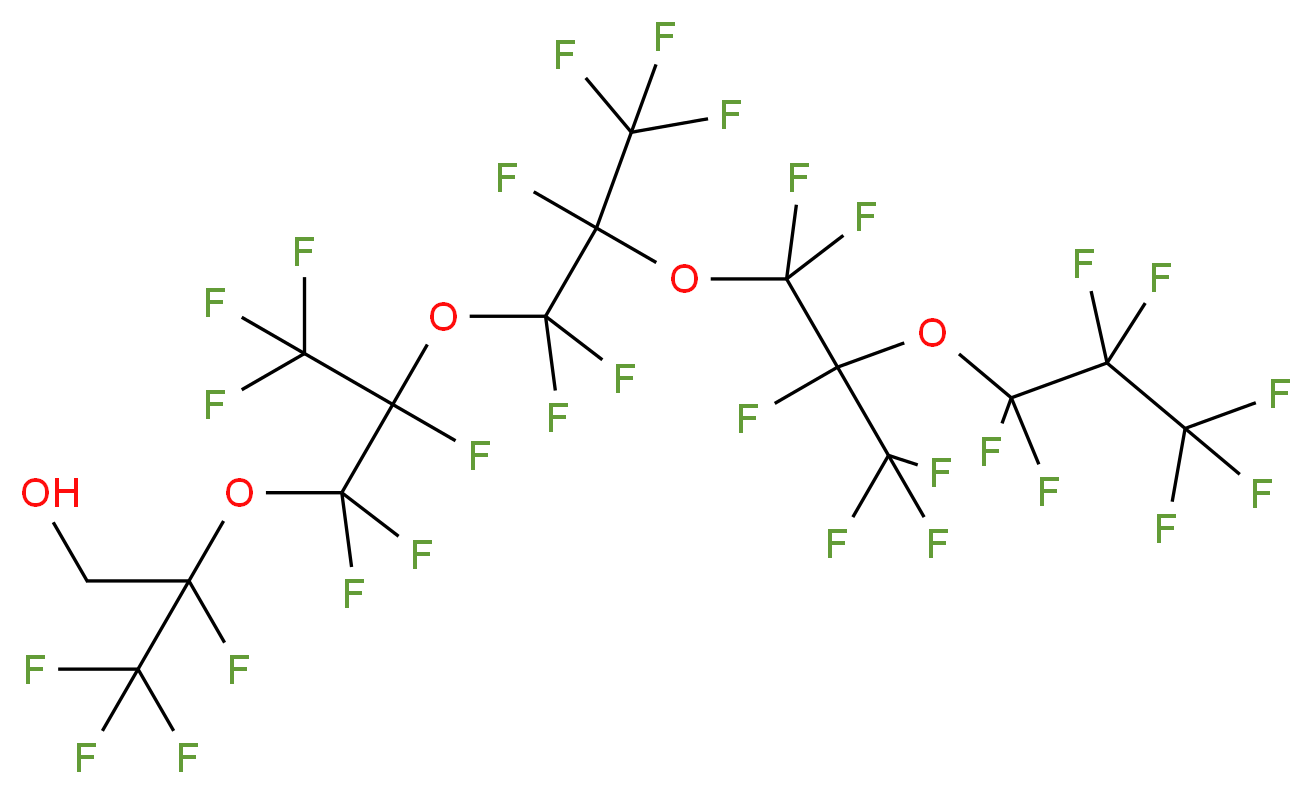 2,4,4,5,7,7,8,10,10,11,13,13,14,14,15,15,15-heptadecafluoro-2,5,8,11-tetrakis(trifluoromethyl)-3,6,9,12-tetraoxapentadecan-1-ol_分子结构_CAS_141977-66-4