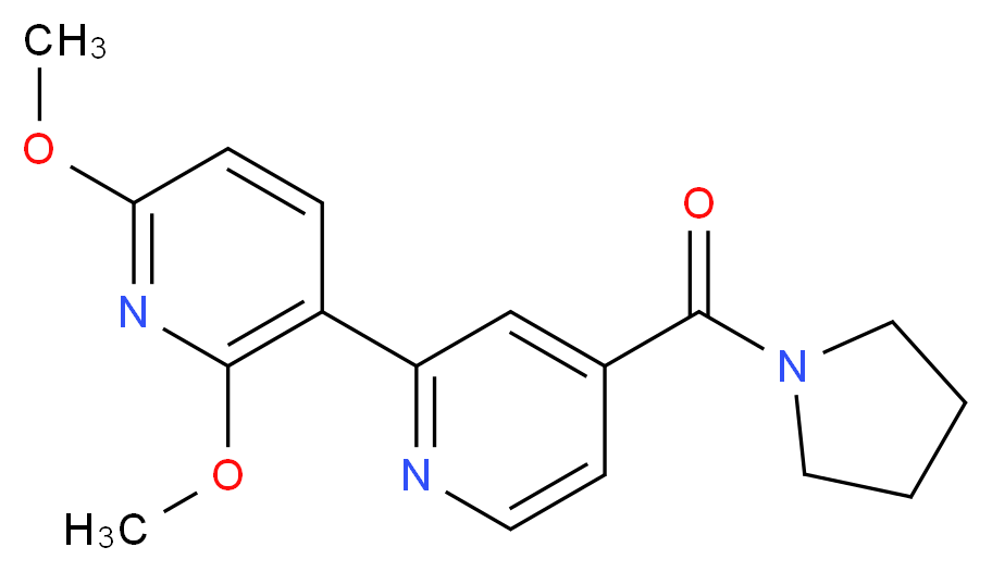2',6'-dimethoxy-4-(pyrrolidin-1-ylcarbonyl)-2,3'-bipyridine_分子结构_CAS_)