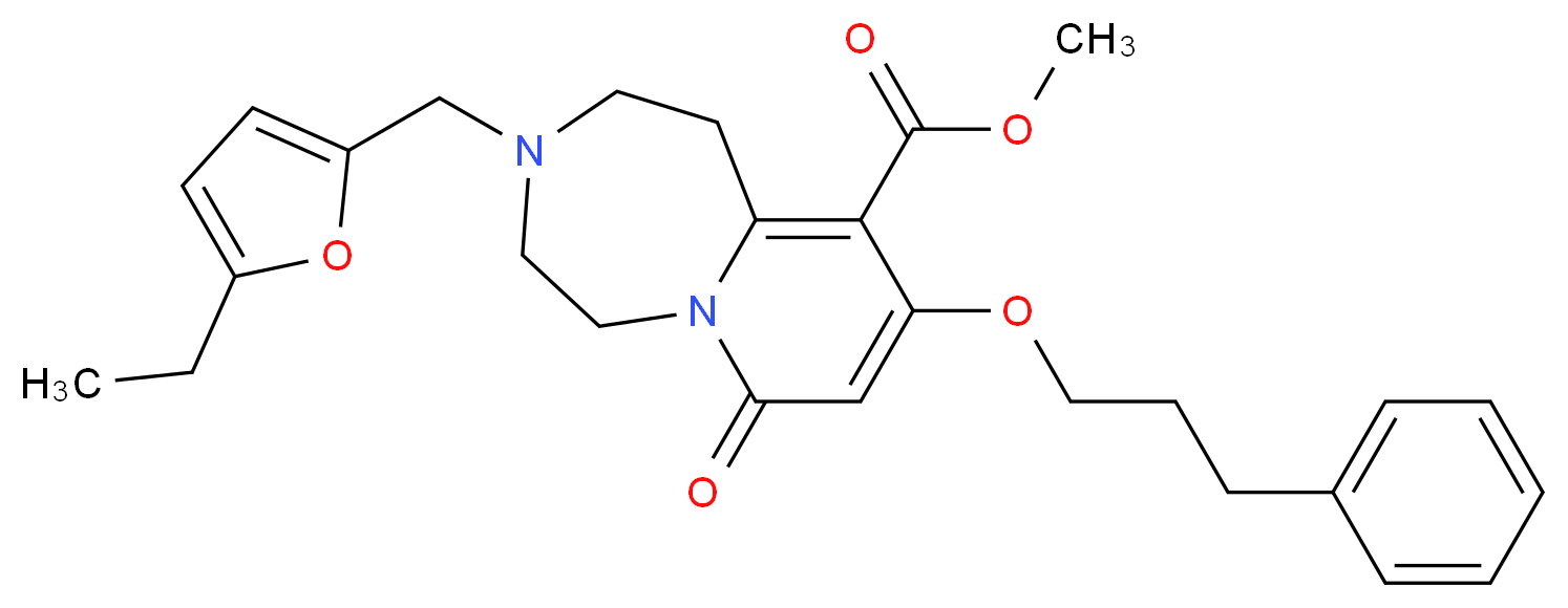 methyl 3-[(5-ethyl-2-furyl)methyl]-7-oxo-9-(3-phenylpropoxy)-1,2,3,4,5,7-hexahydropyrido[1,2-d][1,4]diazepine-10-carboxylate_分子结构_CAS_)