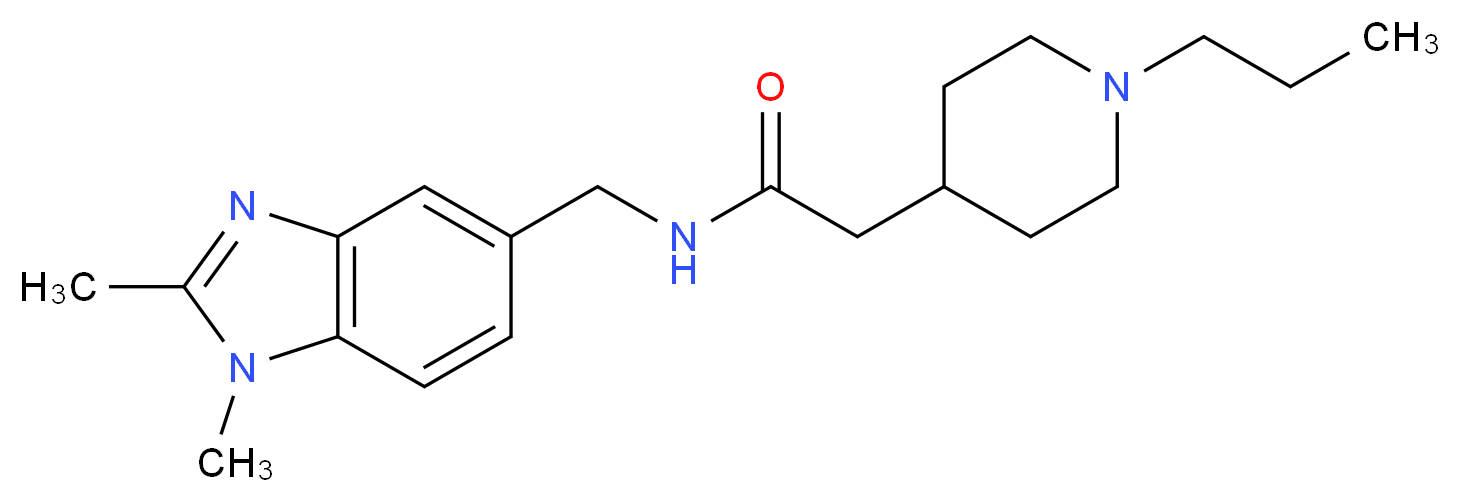 N-[(1,2-dimethyl-1H-benzimidazol-5-yl)methyl]-2-(1-propyl-4-piperidinyl)acetamide_分子结构_CAS_)