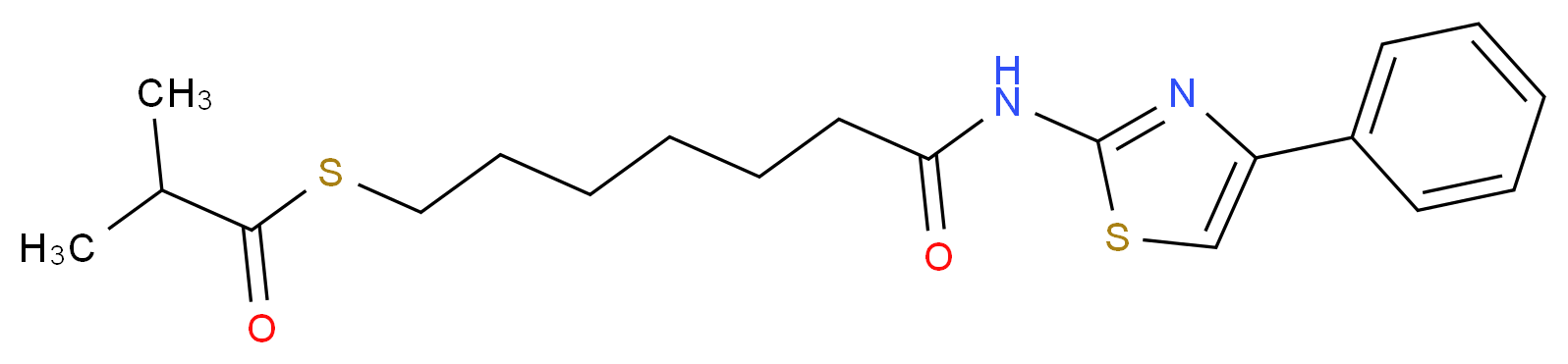 7-[(2-methylpropanoyl)sulfanyl]-N-(4-phenyl-1,3-thiazol-2-yl)heptanamide_分子结构_CAS_848354-66-5