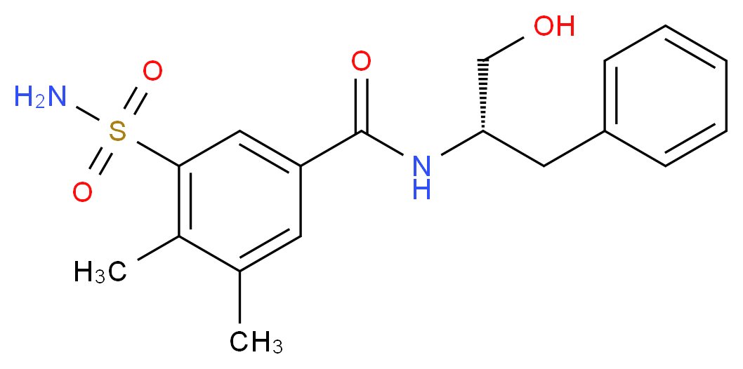 3-(aminosulfonyl)-N-[(1S)-1-benzyl-2-hydroxyethyl]-4,5-dimethylbenzamide_分子结构_CAS_)