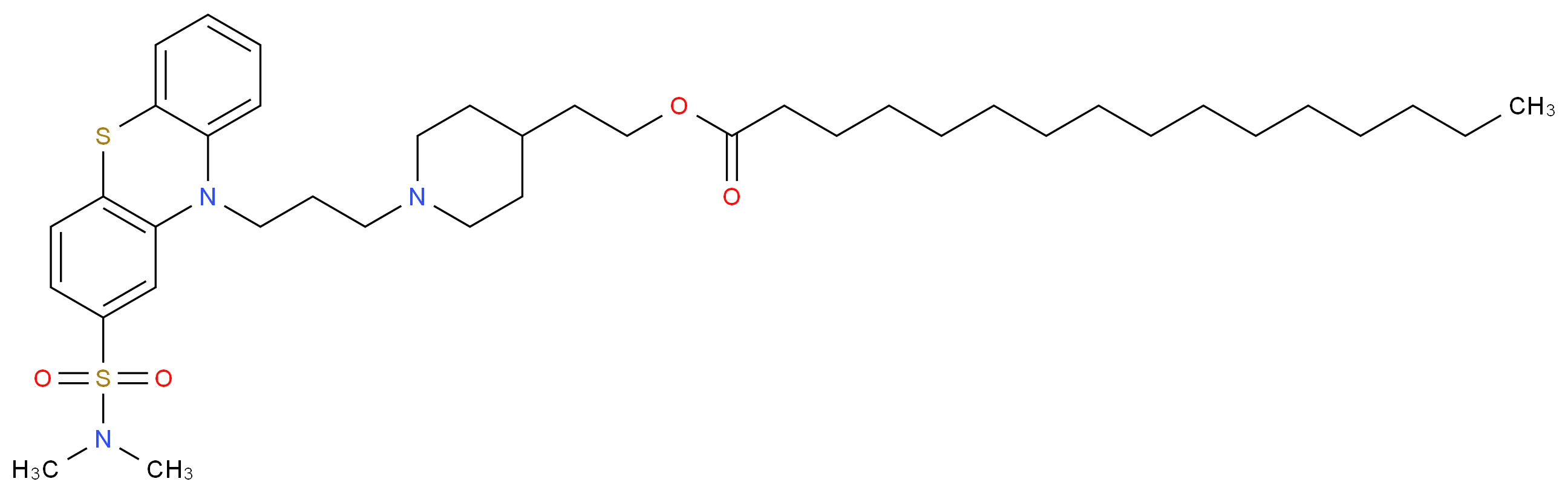 2-(1-{3-[2-(dimethylsulfamoyl)-10H-phenothiazin-10-yl]propyl}piperidin-4-yl)ethyl hexadecanoate_分子结构_CAS_37517-26-3