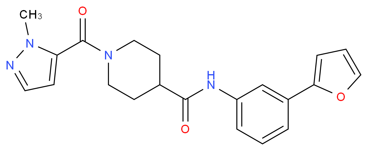 N-[3-(2-furyl)phenyl]-1-[(1-methyl-1H-pyrazol-5-yl)carbonyl]-4-piperidinecarboxamide_分子结构_CAS_)