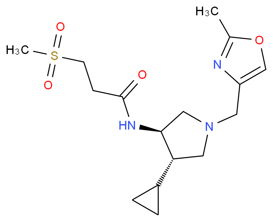 N-{(3R*,4S*)-4-cyclopropyl-1-[(2-methyl-1,3-oxazol-4-yl)methyl]-3-pyrrolidinyl}-3-(methylsulfonyl)propanamide_分子结构_CAS_)