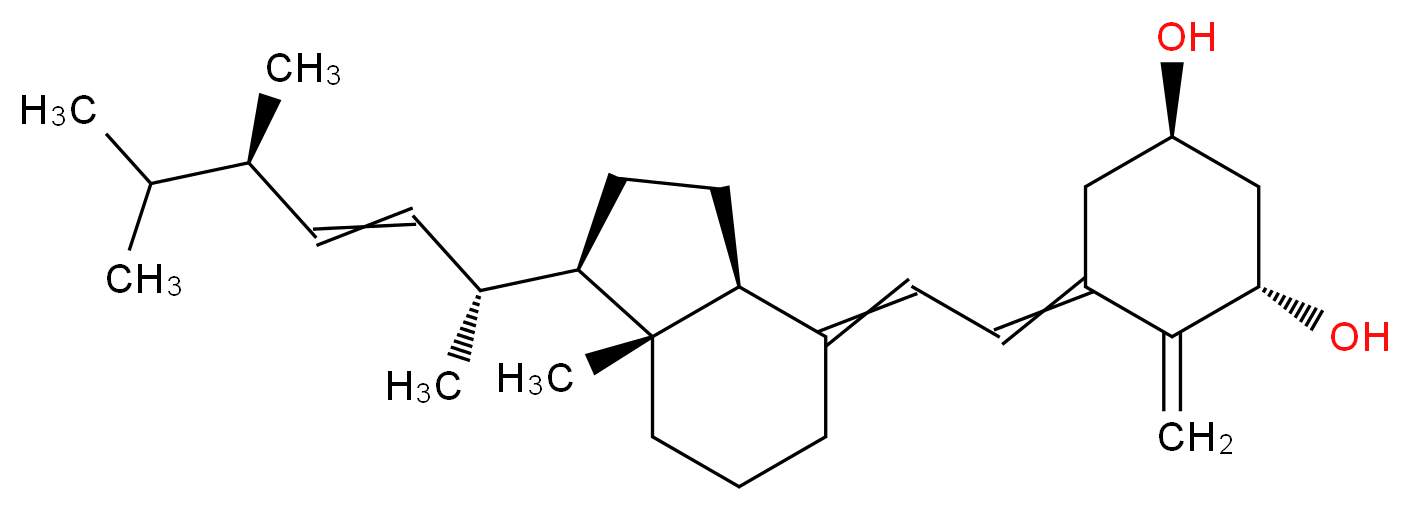 (1R,3S)-5-{2-[(1R,3aS,7aR)-1-[(2R,5R)-5,6-dimethylhept-3-en-2-yl]-7a-methyl-octahydro-1H-inden-4-ylidene]ethylidene}-4-methylidenecyclohexane-1,3-diol_分子结构_CAS_54573-75-0