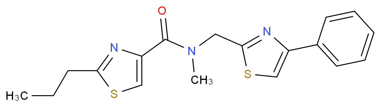N-methyl-N-[(4-phenyl-1,3-thiazol-2-yl)methyl]-2-propyl-1,3-thiazole-4-carboxamide_分子结构_CAS_)