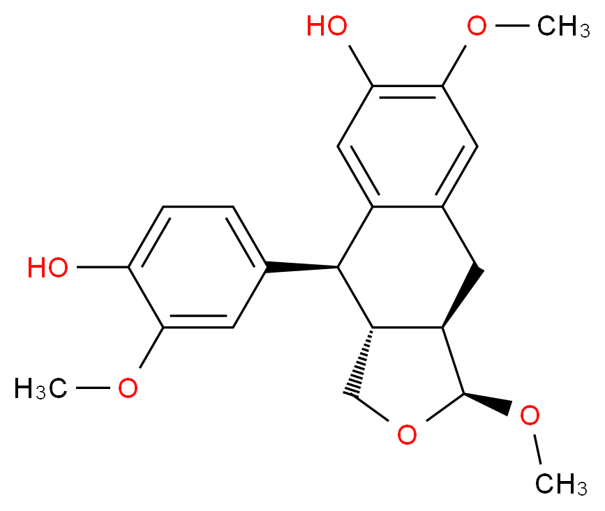 (1S,3aR,4S,9aR)-4-(4-hydroxy-3-methoxyphenyl)-1,7-dimethoxy-1H,3H,3aH,4H,9H,9aH-naphtho[2,3-c]furan-6-ol_分子结构_CAS_101312-79-2