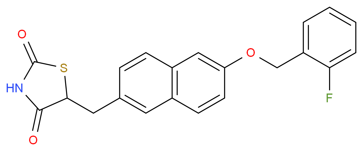 5-({6-[(2-fluorophenyl)methoxy]naphthalen-2-yl}methyl)-1,3-thiazolidine-2,4-dione_分子结构_CAS_161600-01-7