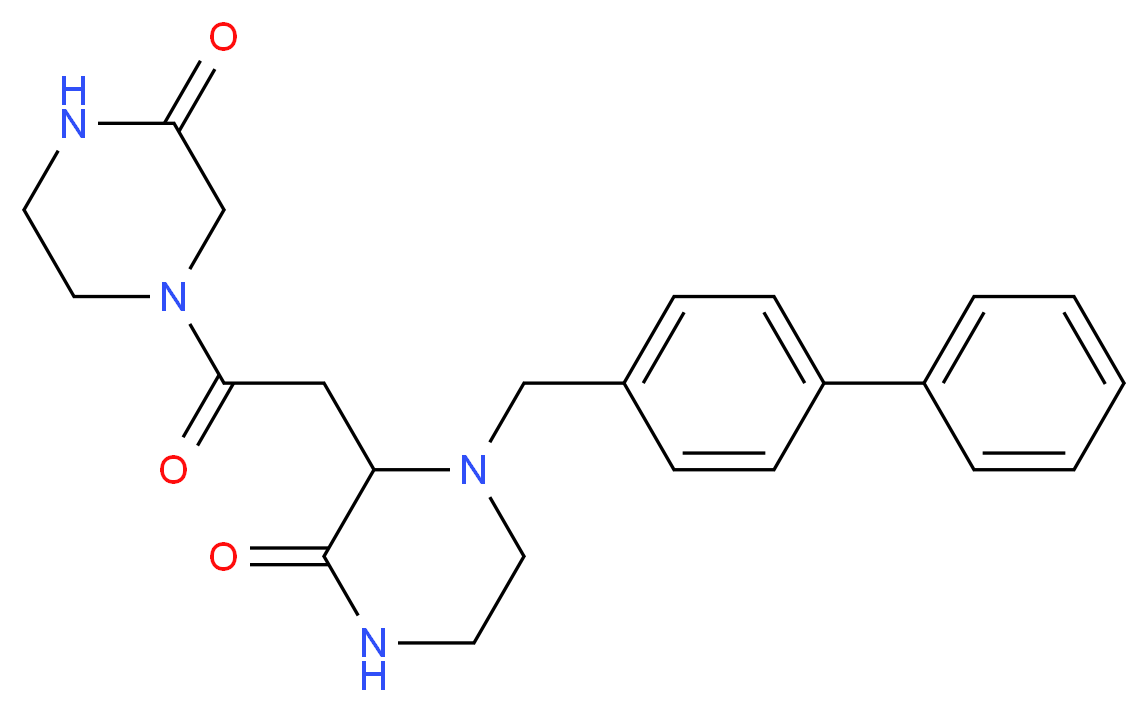 4-(4-biphenylylmethyl)-3-[2-oxo-2-(3-oxo-1-piperazinyl)ethyl]-2-piperazinone_分子结构_CAS_)