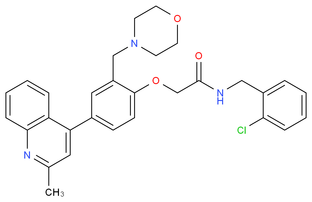 N-(2-chlorobenzyl)-2-[4-(2-methyl-4-quinolinyl)-2-(4-morpholinylmethyl)phenoxy]acetamide_分子结构_CAS_)