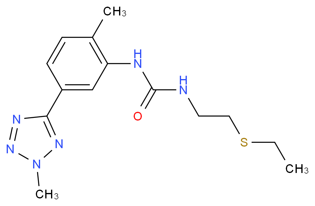 N-[2-(ethylthio)ethyl]-N'-[2-methyl-5-(2-methyl-2H-tetrazol-5-yl)phenyl]urea_分子结构_CAS_)