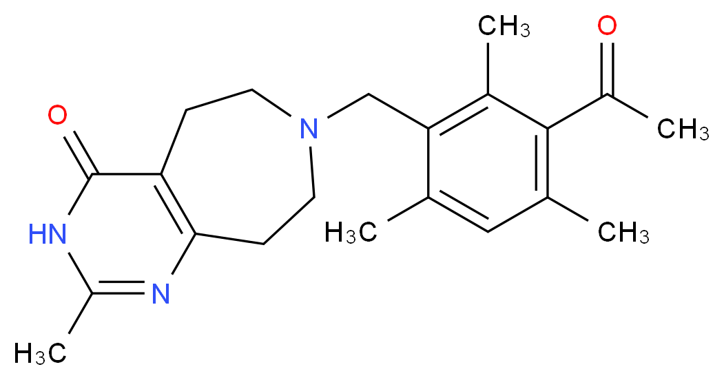 7-(3-acetyl-2,4,6-trimethylbenzyl)-2-methyl-3,5,6,7,8,9-hexahydro-4H-pyrimido[4,5-d]azepin-4-one_分子结构_CAS_)