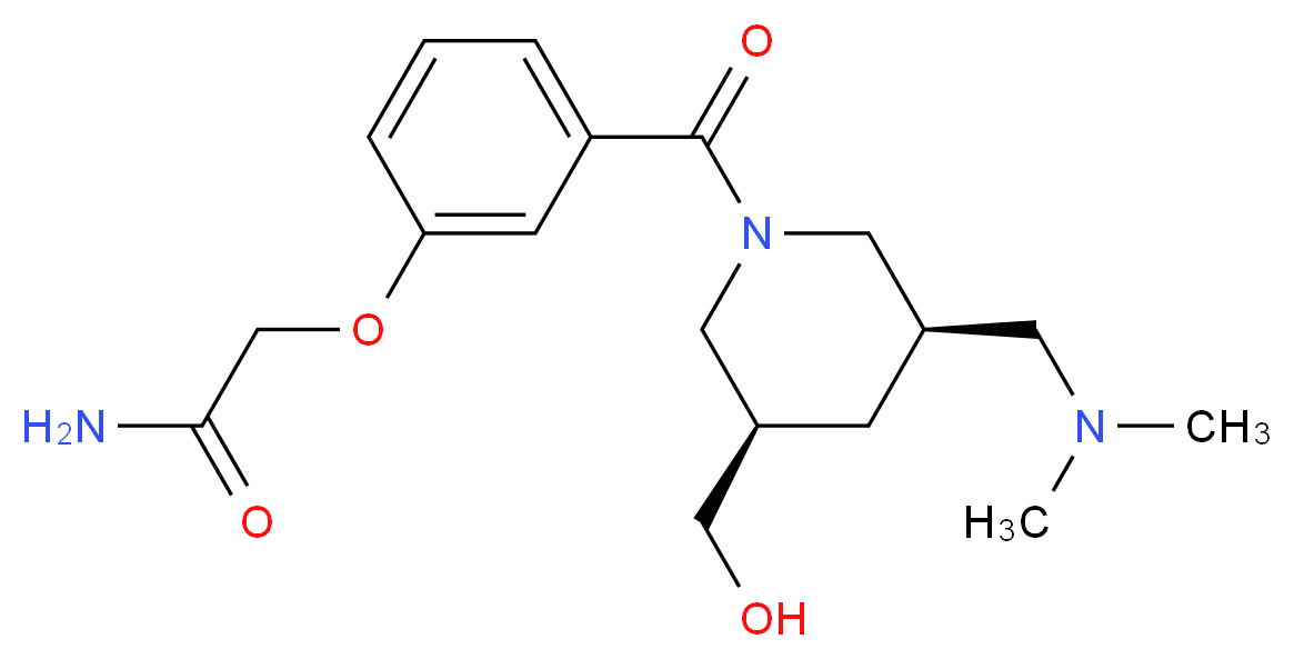 2-(3-{[(3R*,5R*)-3-[(dimethylamino)methyl]-5-(hydroxymethyl)-1-piperidinyl]carbonyl}phenoxy)acetamide_分子结构_CAS_)