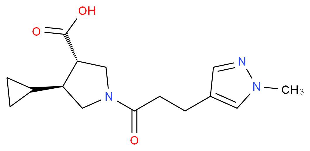 (3S*,4S*)-4-cyclopropyl-1-[3-(1-methyl-1H-pyrazol-4-yl)propanoyl]-3-pyrrolidinecarboxylic acid_分子结构_CAS_)