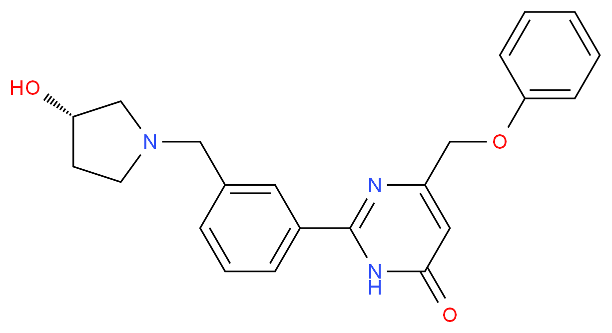 2-(3-{[(3S)-3-hydroxypyrrolidin-1-yl]methyl}phenyl)-6-(phenoxymethyl)pyrimidin-4(3H)-one_分子结构_CAS_)