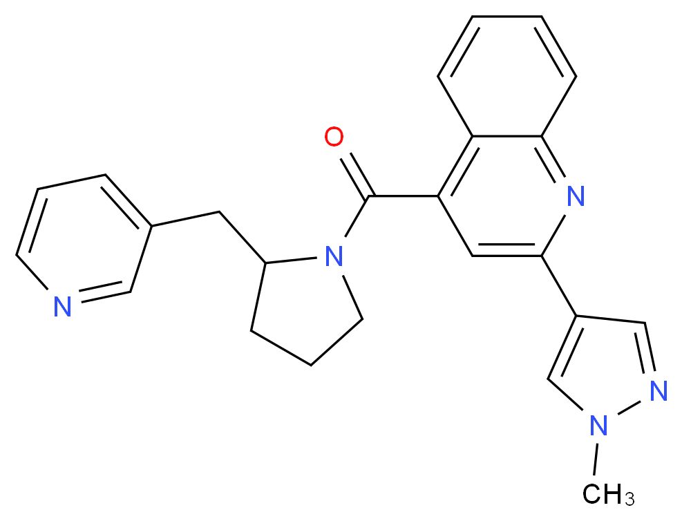 2-(1-methyl-1H-pyrazol-4-yl)-4-{[2-(pyridin-3-ylmethyl)pyrrolidin-1-yl]carbonyl}quinoline_分子结构_CAS_)