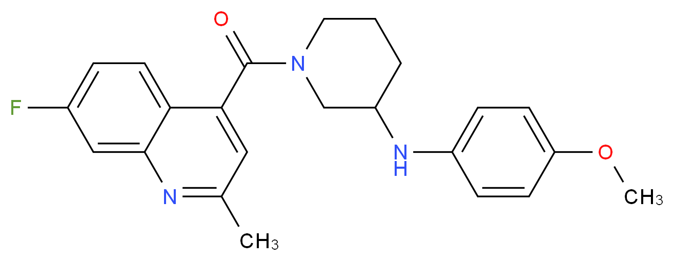 1-[(7-fluoro-2-methyl-4-quinolinyl)carbonyl]-N-(4-methoxyphenyl)-3-piperidinamine_分子结构_CAS_)