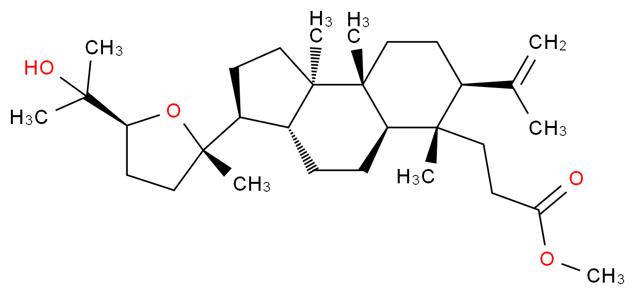 methyl 3-[(3S,3aR,5aR,6S,7S,9aR,9bR)-3-[(2S,5S)-5-(2-hydroxypropan-2-yl)-2-methyloxolan-2-yl]-6,9a,9b-trimethyl-7-(prop-1-en-2-yl)-dodecahydro-1H-cyclopenta[a]naphthalen-6-yl]propanoate_分子结构_CAS_56421-12-6