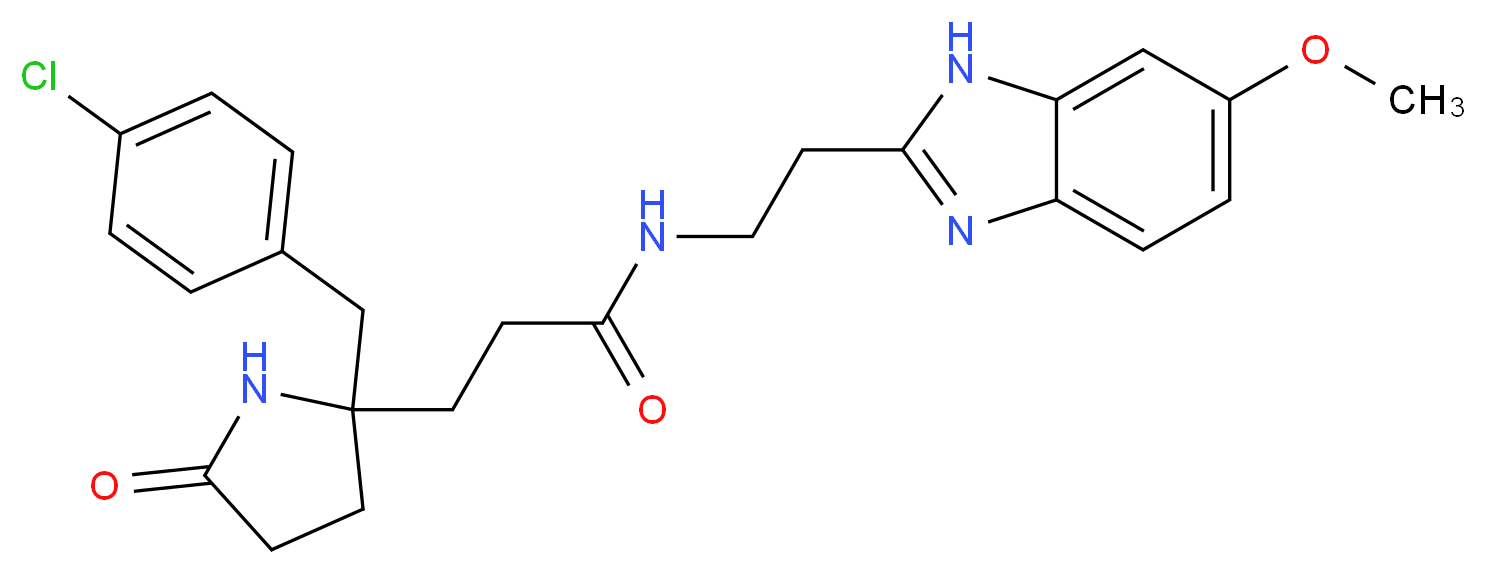 3-[2-(4-chlorobenzyl)-5-oxo-2-pyrrolidinyl]-N-[2-(6-methoxy-1H-benzimidazol-2-yl)ethyl]propanamide_分子结构_CAS_)