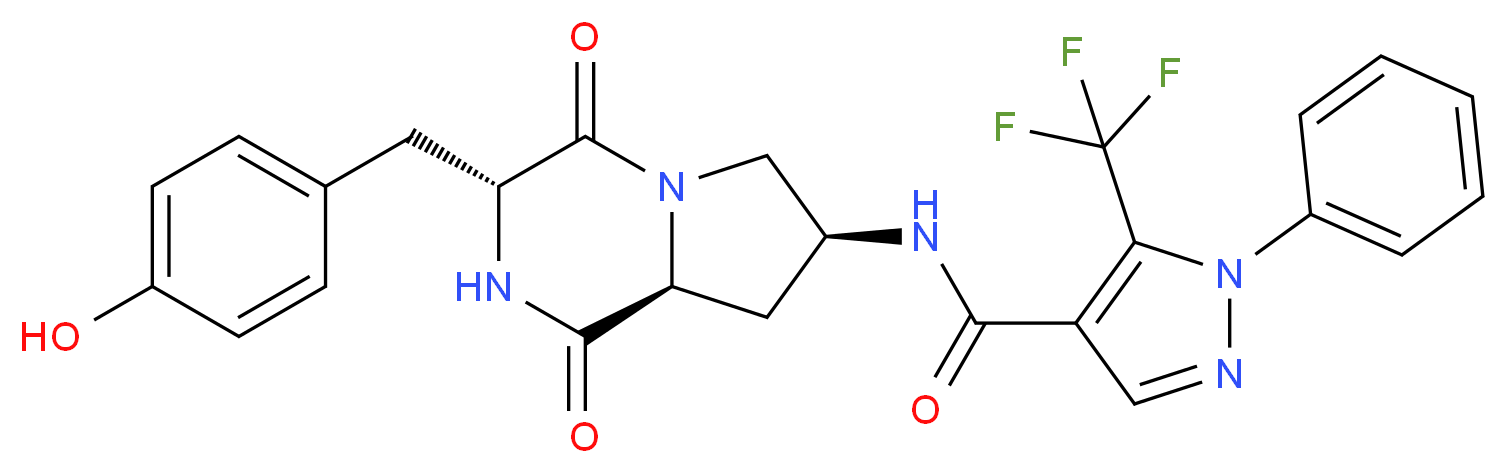 N-[(3R,7S,8aS)-3-(4-hydroxybenzyl)-1,4-dioxooctahydropyrrolo[1,2-a]pyrazin-7-yl]-1-phenyl-5-(trifluoromethyl)-1H-pyrazole-4-carboxamide_分子结构_CAS_)