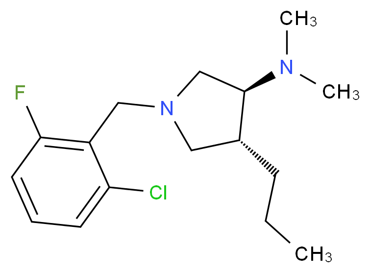(3S*,4R*)-1-(2-chloro-6-fluorobenzyl)-N,N-dimethyl-4-propylpyrrolidin-3-amine_分子结构_CAS_)
