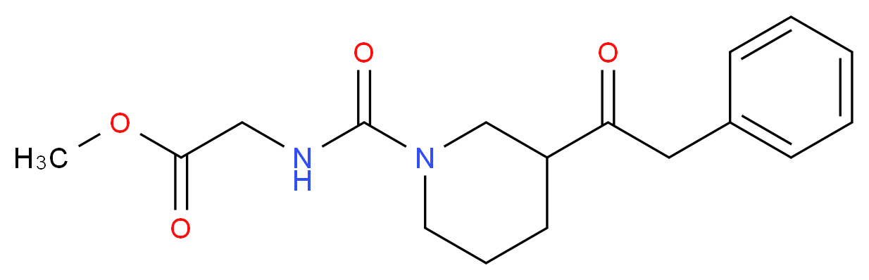 methyl N-{[3-(phenylacetyl)-1-piperidinyl]carbonyl}glycinate_分子结构_CAS_)