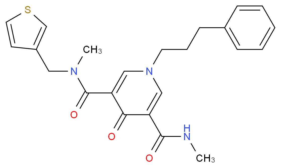 N,N'-dimethyl-4-oxo-1-(3-phenylpropyl)-N-(3-thienylmethyl)-1,4-dihydro-3,5-pyridinedicarboxamide_分子结构_CAS_)