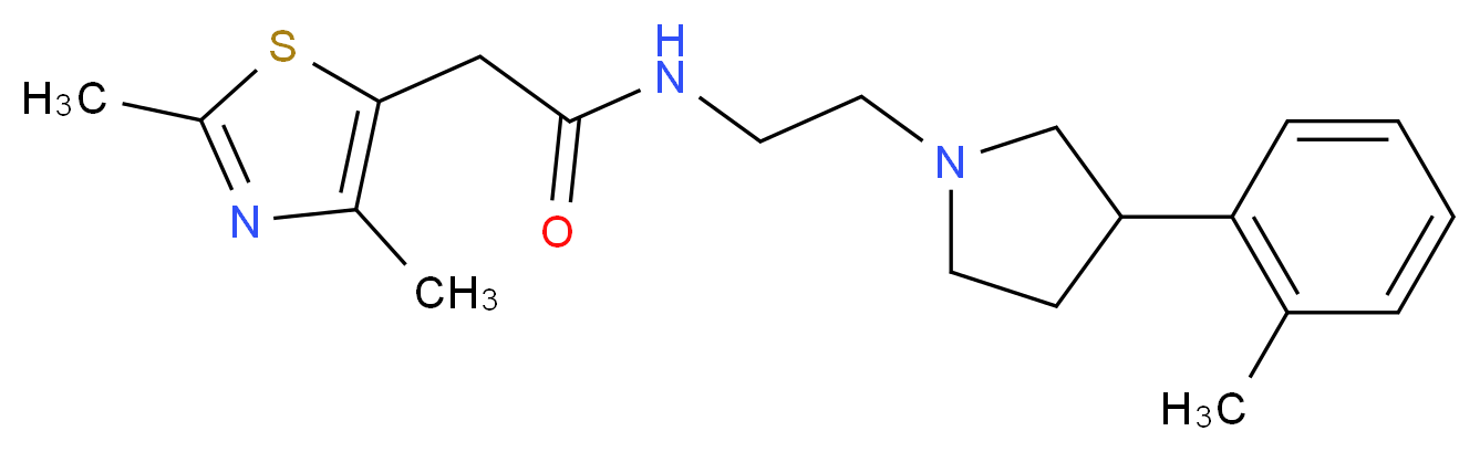 2-(2,4-dimethyl-1,3-thiazol-5-yl)-N-{2-[3-(2-methylphenyl)pyrrolidin-1-yl]ethyl}acetamide_分子结构_CAS_)