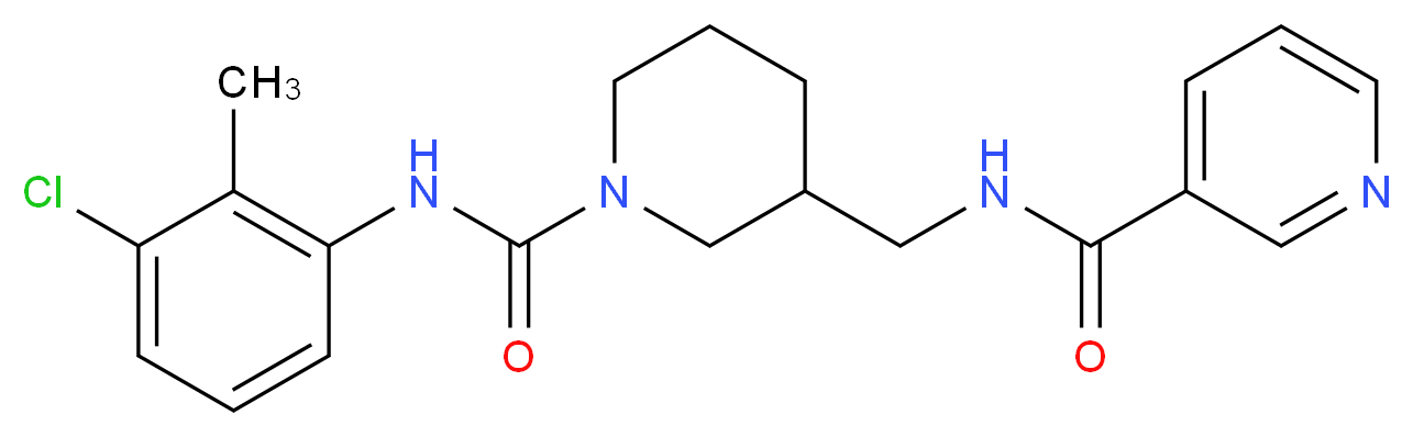 N-[(1-{[(3-chloro-2-methylphenyl)amino]carbonyl}-3-piperidinyl)methyl]nicotinamide_分子结构_CAS_)