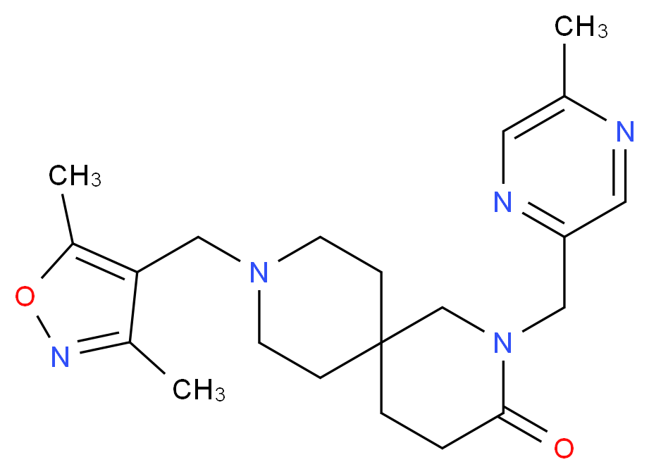 9-[(3,5-dimethylisoxazol-4-yl)methyl]-2-[(5-methylpyrazin-2-yl)methyl]-2,9-diazaspiro[5.5]undecan-3-one_分子结构_CAS_)