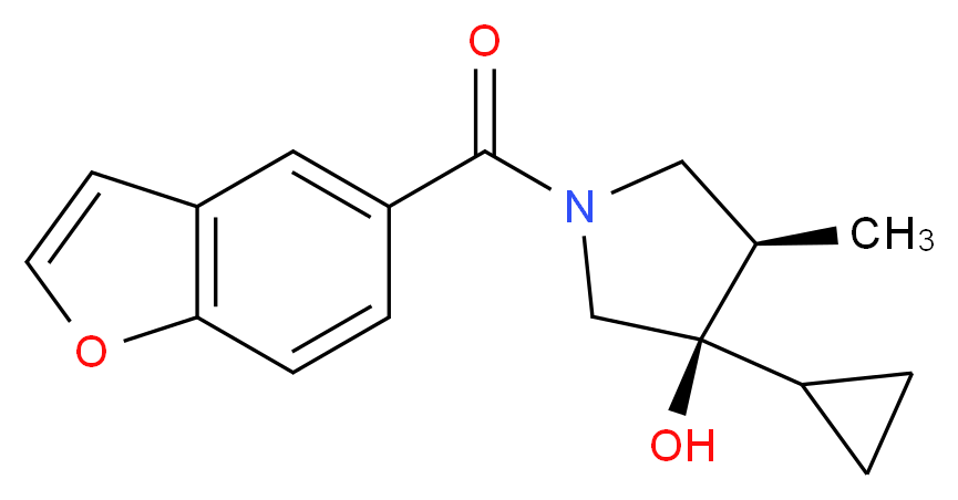 (3R*,4R*)-1-(1-benzofuran-5-ylcarbonyl)-3-cyclopropyl-4-methylpyrrolidin-3-ol_分子结构_CAS_)