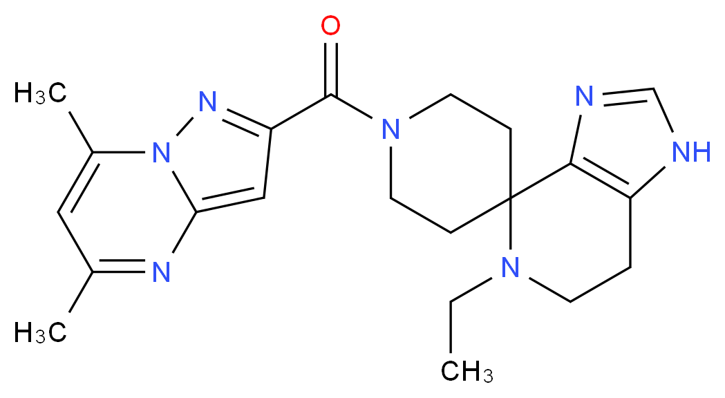 1'-[(5,7-dimethylpyrazolo[1,5-a]pyrimidin-2-yl)carbonyl]-5-ethyl-1,5,6,7-tetrahydrospiro[imidazo[4,5-c]pyridine-4,4'-piperidine]_分子结构_CAS_)