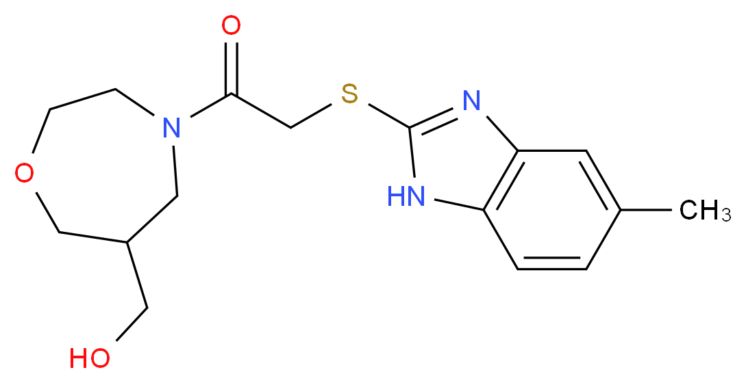 (4-{[(5-methyl-1H-benzimidazol-2-yl)thio]acetyl}-1,4-oxazepan-6-yl)methanol_分子结构_CAS_)