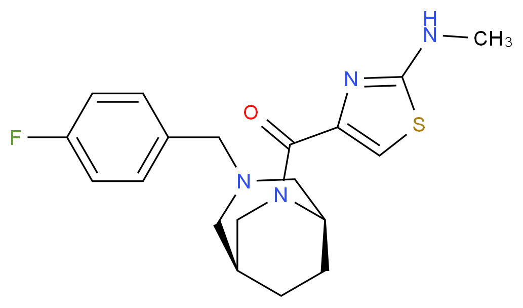 4-{[(1S*,5R*)-3-(4-fluorobenzyl)-3,6-diazabicyclo[3.2.2]non-6-yl]carbonyl}-N-methyl-1,3-thiazol-2-amine_分子结构_CAS_)