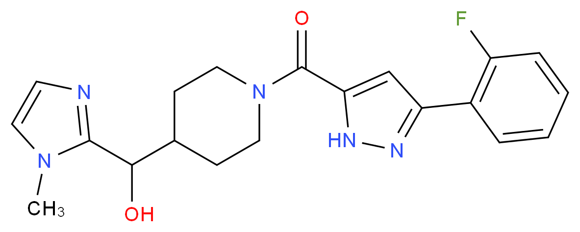 (1-{[3-(2-fluorophenyl)-1H-pyrazol-5-yl]carbonyl}-4-piperidinyl)(1-methyl-1H-imidazol-2-yl)methanol_分子结构_CAS_)