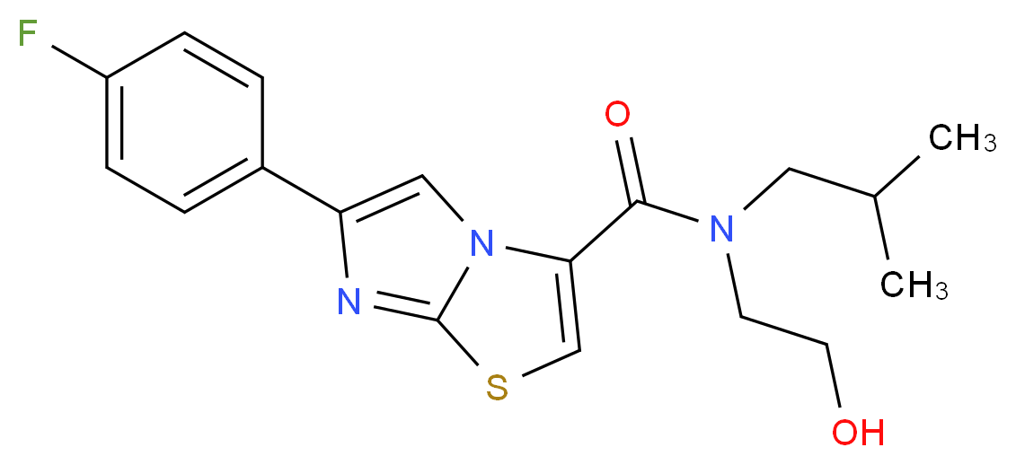 6-(4-fluorophenyl)-N-(2-hydroxyethyl)-N-isobutylimidazo[2,1-b][1,3]thiazole-3-carboxamide_分子结构_CAS_)