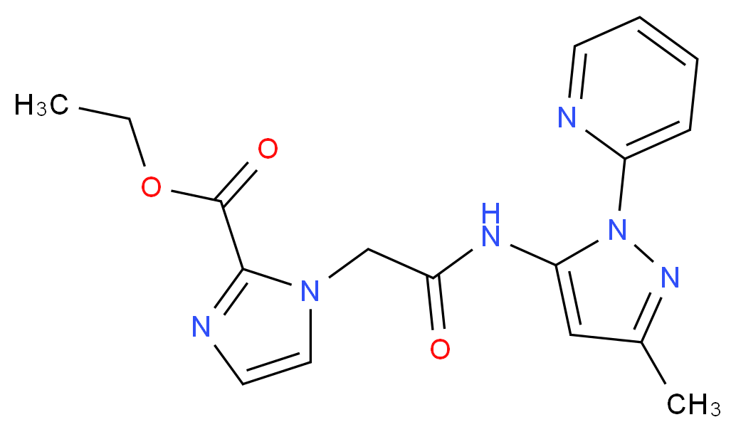 ethyl 1-(2-{[3-methyl-1-(2-pyridinyl)-1H-pyrazol-5-yl]amino}-2-oxoethyl)-1H-imidazole-2-carboxylate_分子结构_CAS_)
